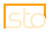 STO logo : orange color at only square shape of logo