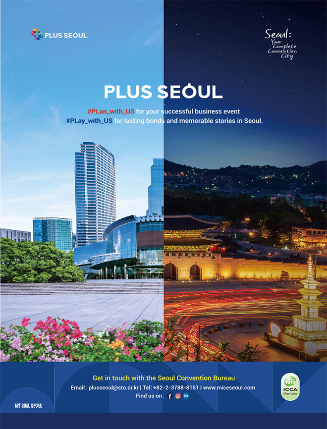 The PLUS SEOUL advertisement showing the contrasting charm of Seoul; PLan with US and PLay with US