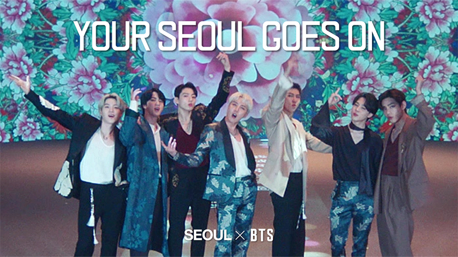 서울명예관광홍보대사 방탄소년단의 2021 서울글로벌마케팅 캠페인 ‘YOUR SEOUL GOES ON‘  대표 이미지